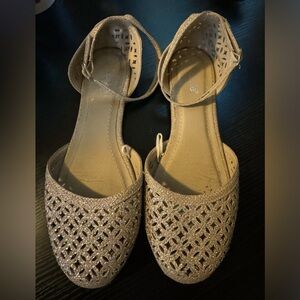 Gold sparkle flats size 8